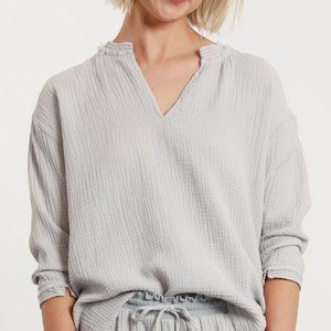 HelloNite Size Medium Vee Gauze Top in Sea Salt